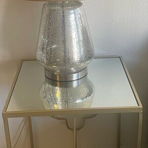 Glass Table Lamp with Mirrored Side Table